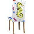 thumbnail image 4 of RYLABLUE Seahorse Shell Starfish and Bubbles Stretch Chair Cover Protector Seat Slipcover for Dining Room Hotel Wedding Party Set of 6, 4 of 5