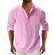 thumbnail image 1 of Blusa y camisa de manga larga con cuello alto para hombre, moda masculina, color liso, cuello vuelto, medio cárdigan, camisa informal con botones, blusa de algodón y poliéster para hombre, 1 of 3