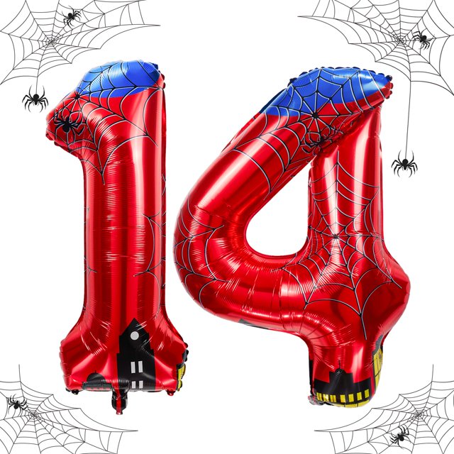 Globos de aluminio Laackys con diseño de araña, número 40 cm, para fiestas