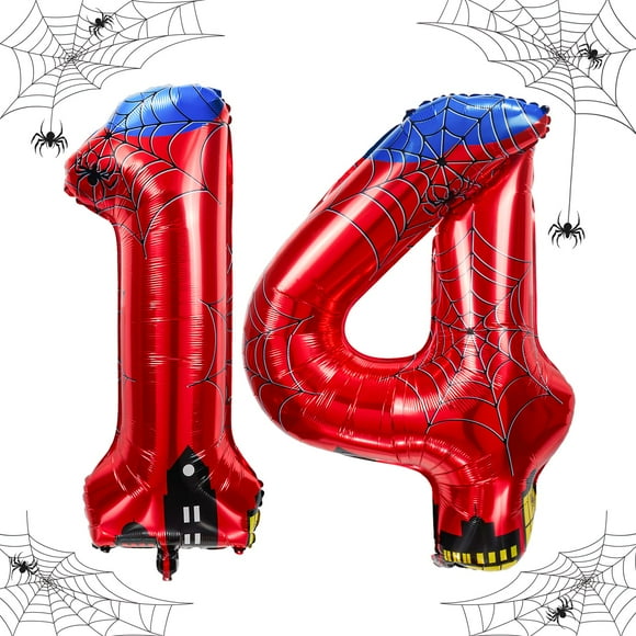 Globos de aluminio Laackys con diseño de araña, número 40 cm, para fiestas