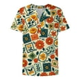 thumbnail image 4 of Bovemsi Women's Boho V Neck Button Front Short Sleeve Shirt - Lightweight Summer Casual Blouse with Flowy Fit, Orange, 3XL, 4 of 5