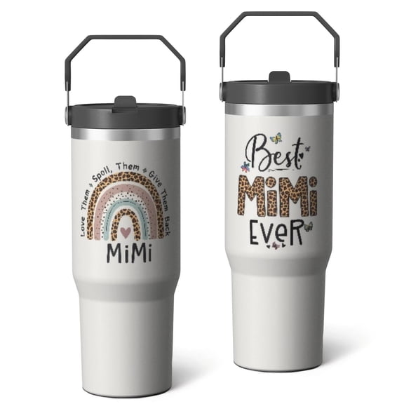 30 Oz Tumbler Rainbow MIMI Tumbler with Lid and Straw, Birthday Gift Cup for Friend Women Men Coffee Travel Mug Thanksgiving Day Halloween Christmas Gift Water Bottle