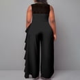 thumbnail image 3 of AURA Women Plus Size Jumpsuit Sleeveless Lace Trim High Waist Straight Leg Casual Work Outfit, 3 of 4