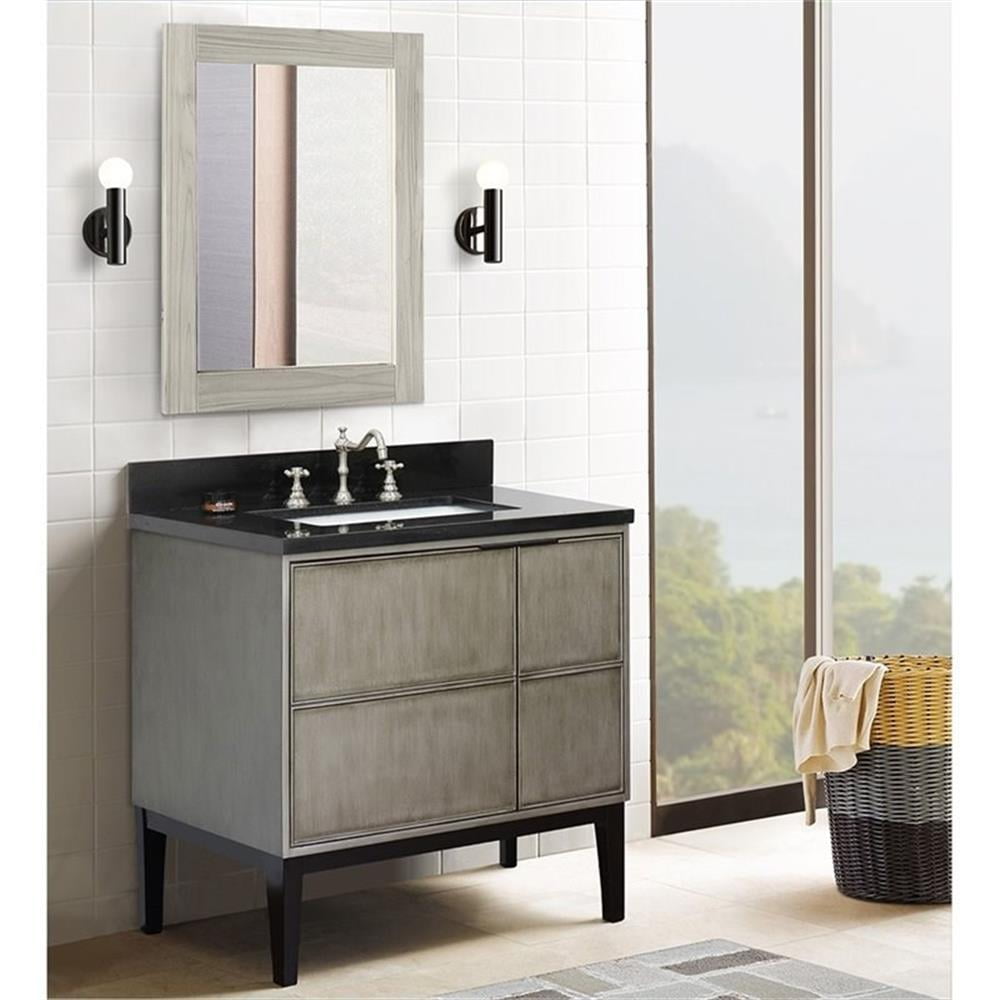 Bellaterra Home 37" Single vanity in Linen Brown finish top with Black galaxy and rectangle sink