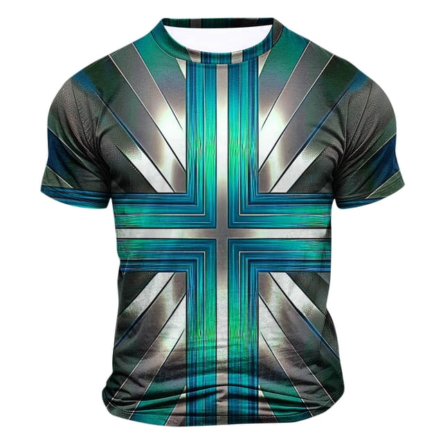 WAENQINLA T-Shirts Graphiques 3D pour Hommes Mode Croix Imprimée Décontractée Manches Courtes Tee Léger Col Rond Muscle Shirt