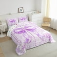thumbnail image 3 of Castle Fairy Kawaii Floral Bowknot Girl Full Size Comforter Sets 3-Piece,Dreamy Flowers Bedding Comforter Set,Bling Jewelry Bowtie Lightweight Bedding Sets,Super Cozy Room Decor,Reversible, 3 of 8