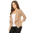 thumbnail image 3 of Women's Fitted Waist Length Jacket Open Front Draped Neck Ruched Sleeves, 3 of 6