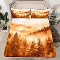 thumbnail image 2 of Manfei Woodland Jungle Plants 3pcs Twin Sheet Sets for Children Teens,Moutain Trees Twin Fitted Sheet,Botanical Theme Breathable Flat Sheet,Lightweight Room Decor, 2 of 7