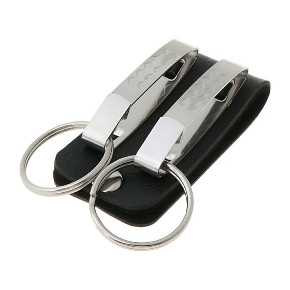 TELOLY Portable Leather Belt Loop Keychain with Detachable Clips Belt Key Chain Holder