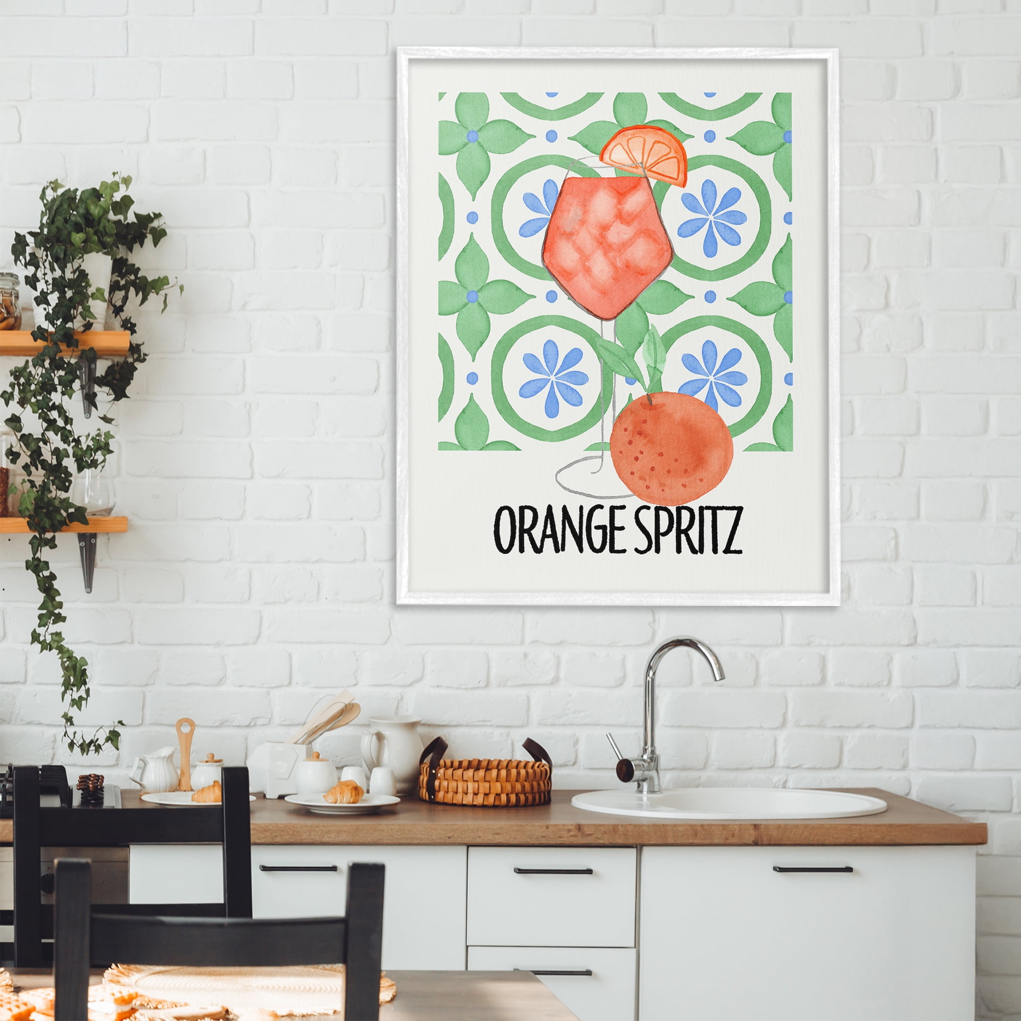 Stupell Industries Orange Spritz On My Mind White Framed Giclee Art, design by Nina Jacobs