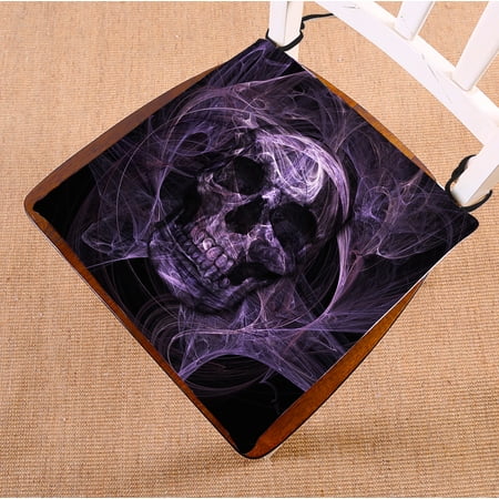 GCKG Purple Fluorescence Skull Chair Pad Seat Cushion Chair Cushion Floor Cushion with Breathable Memory Inner Cushion and Ties Two Sides Printing 20x20 inches