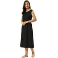 thumbnail image 4 of eloria Women Tunic Top Maxi Sleevless Round Neck Casual Dress Color : Black Size : XL, 4 of 6
