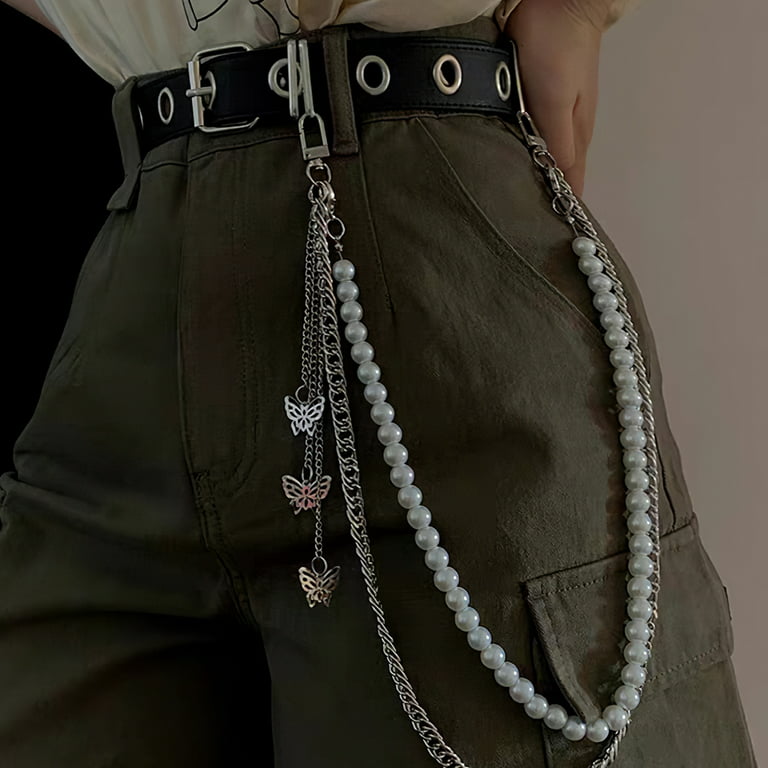 Pearl Butterfly Pant Chain Exquisite Pant Jean Keychain Decorative Pocket  Chain Punk Wallet Waist Chain for Pant Pocket Waist 