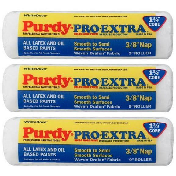 Genuine Purdy 3 Pack White Dove Pro-Extra 9" x 3/8" Nap Roller Covers 140671092-3PK