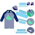 thumbnail image 6 of Baby Infant Boys Swimsuit One-Piece with Sun Hat Long Sleeve UPF 50+ Rash Guard Swimwear for Boys 3-24 Months, 6 of 7