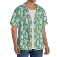 thumbnail image 4 of Honeii 's SHIBA WITH FLORAL for men's short-sleeved button-up collared shirt featuring a pocket, perfect for beach vacations, and travel adventures., 4 of 5