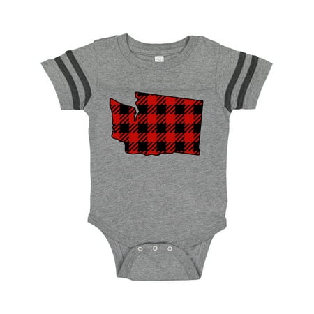 

Inktastic Washington Buffalo Plaid State Silhouette Gift Baby Boy or Baby Girl Bodysuit