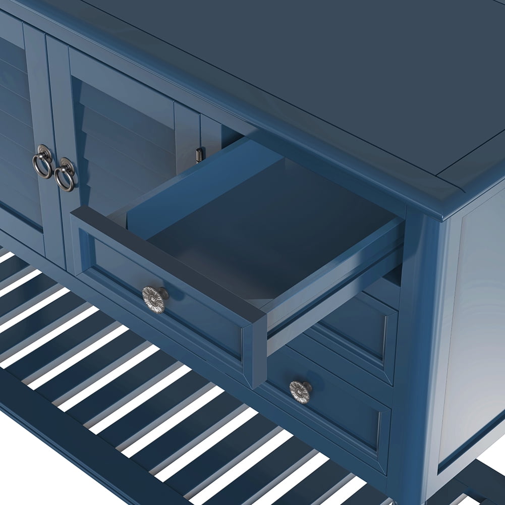 Lowestbest 45" Modern Console Table, Sofa Table with 6 Drawers, 1 Cabinets and 1 Shelf, Navy Blue Lowestbest 45" Modern Console Table, Sofa Table with 6 Drawers, 1 Cabinets and 1 Shelf, Navy Blue
