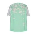 thumbnail image 4 of Wycnly Womens Tops Dressy Casual Plus Size Elegant Lace Patchwork Pleated Swing Going out Tshirts Summer Short Sleeve Round Neck Tops Floral Print Blouse Green XL, 4 of 6