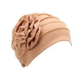 thumbnail image 2 of Women's Soft Hijab Hat, Side Applique Flower Muslim Baotou Hat, Modest Head Covering for Daily Prayer and Conservative Wear, Beanie Style-Khaki, 2 of 4
