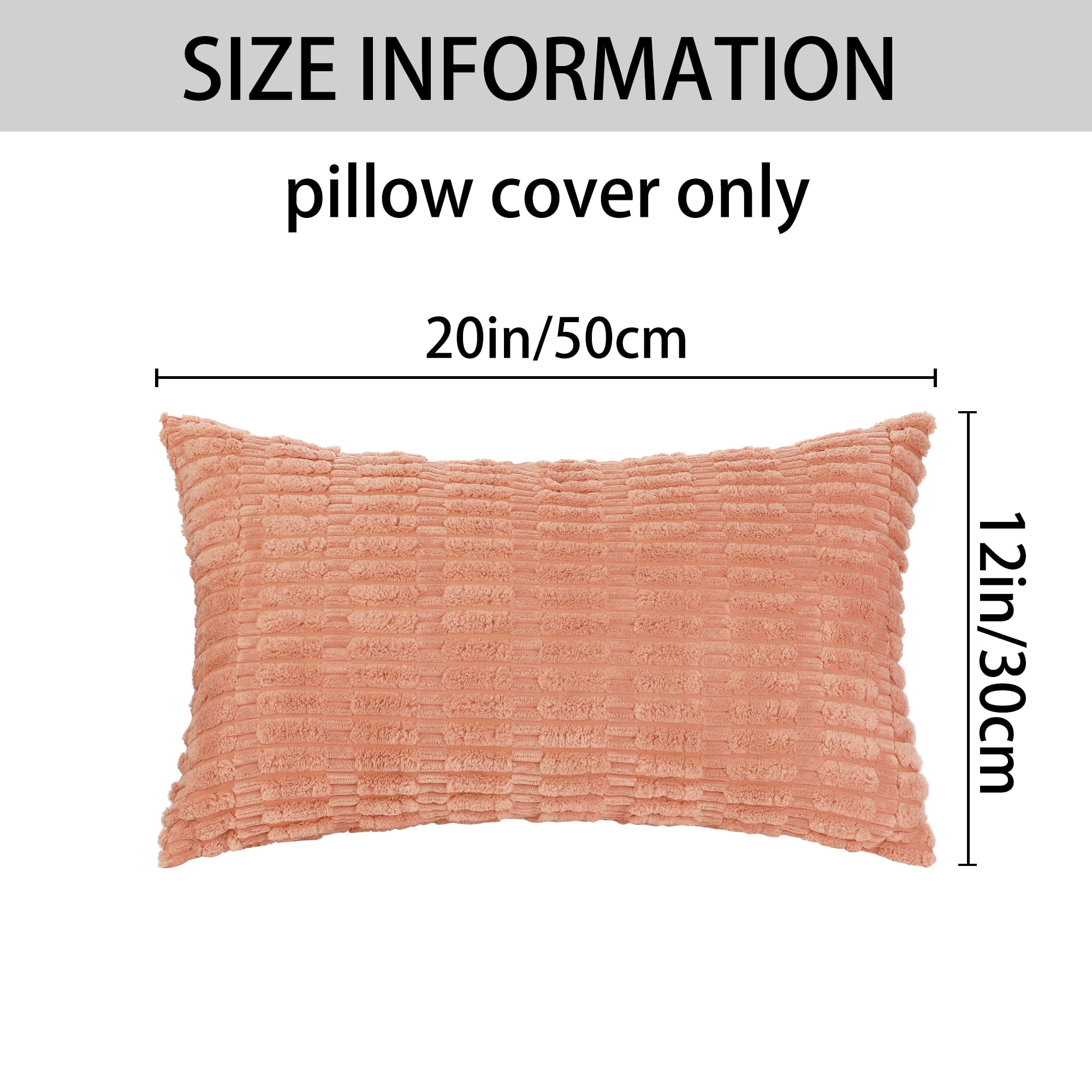 Unique Bargains Corduroy Soft Square Cushion Covers Modern Throw Pillow Covers (2 Count) Light Orange 12"x20"