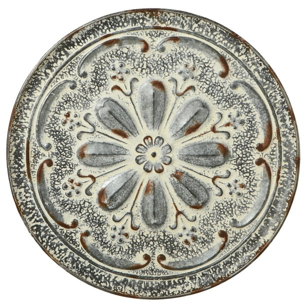 CBK Metal Distressed Round Flower Medallion Wall Decor 157935 Walmart