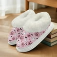 thumbnail image 3 of FUIALDOLG Pink Halloween House Slippers for Women Indoor Pumpkins Ghost Print Fleece Lined Women Fuzzy Slippers Winter House Shoes Non-slip Thick Sole, 3 of 7