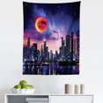 thumbnail image 1 of City Tapestry, Fantasy World Inspired Night Sky of Miami United States Full Moon, Fabric Wall Hanging Decor for Bedroom Living Room Dorm, 5 Sizes, Pale Purple and Multicolor, by Ambesonne, 1 of 1