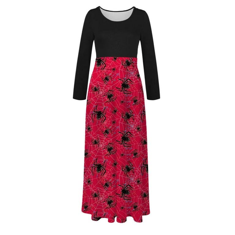 Maxi Dress for Women Sale Clearance Halloween Blood Pumpkin Ghost