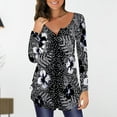 thumbnail image 1 of zanvin Hauts pour Femmes, Mode Féminine Imprimée Décontractée Col en V Manches Longues T-Shirt Ample à Boutons, Blanc, 1 of 5