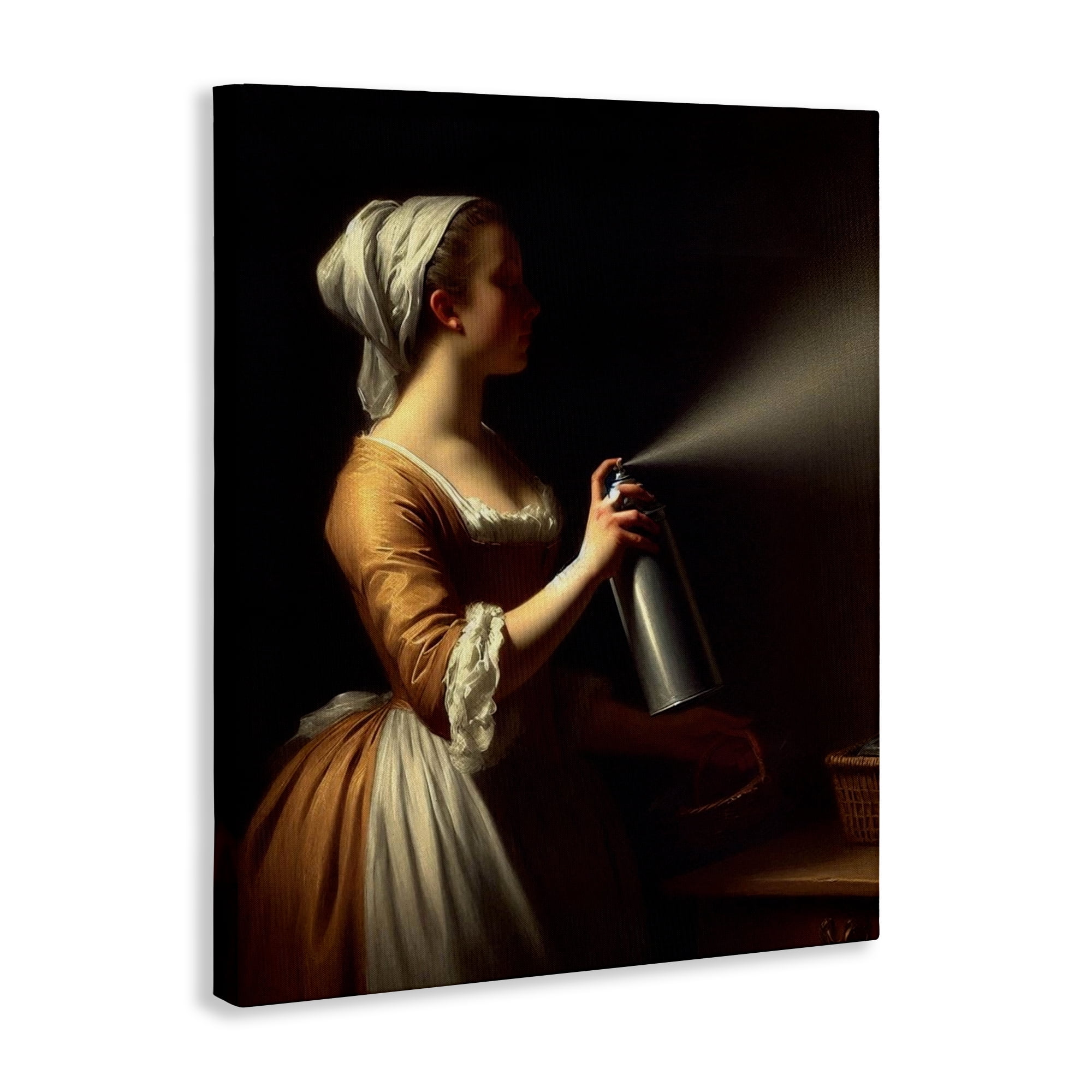 Funny Vintage Lady & Spray Paint Canvas Wall Art, design by Lettered and Lined