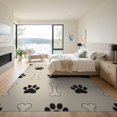 thumbnail image 3 of ODIKA 9'x12' Washable Area Rug Print Paws Bones Scattered Taupe Alfombra Para Perros Schnauzer for Great Room, Indoor Concept, Large Living Low Pile, Flatwoven, 3 of 7