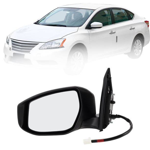 Reemplazo del espejo lateral izquierdo para NISSAN SENTRA 2013-2015, espejo retrovisor negro, ajuste eléctrico de 5 pines, espejo plegable manual, vidrio calefaccionado