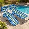 thumbnail image 4 of Costway Outdoor Beach Lounge Chair Folding Chaise Lounge with Pillow Blue & Green, 4 of 9