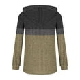 thumbnail image 6 of yoeyez Women’s Color Block Knit Hoodie Casual Solid Long Sleeve Sweaters Striped Knitted Hooded Pullover Tops Brown,L, 6 of 6