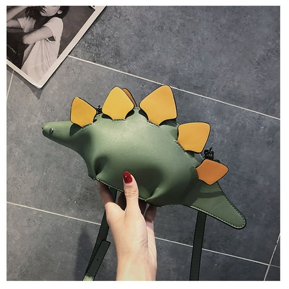 MLINS Dinosaur Handbag for Women with Adjustable Strap PU Leather Crossbody Purse 3D Animal Style Green