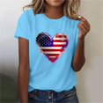 thumbnail image 4 of Sexlip Womens Swimsuit Set Gradient Heart Flag Print Cover Up Design Crew Neck Short Sleeve Casual Silhouette Lightweight Fabric for Beach Vacations Blue S, 4 of 6