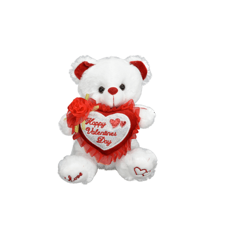 Valentines Day White Teddy Bear Plush