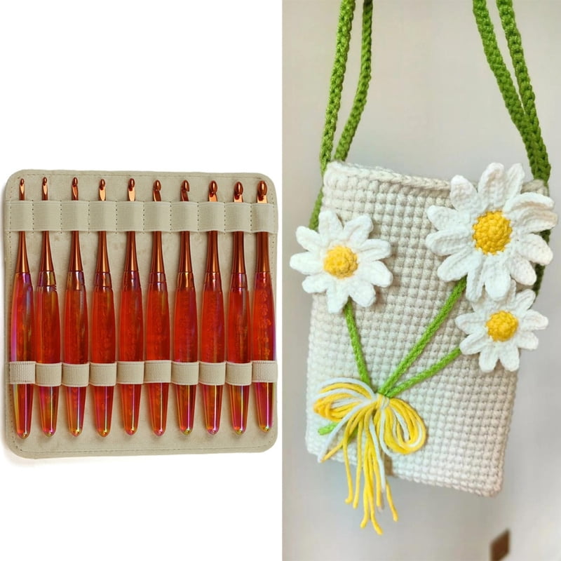 Zecic 10Pcs Ergonomic Crochet Hook Acrylic Handle Crochet Hook for Knitting 3.0-8.0mm
