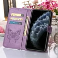 thumbnail image 6 of Dteck iPhone 11 Pro Max Case, Butterfly Patterned Wallet Case, Magnetic Hand Strap Credit Card Holder Slots Synthetic Leather Kickstand Protective Cover For iPhone 11 Pro Max, Lightpurple, 6 of 10