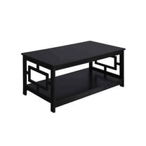 HomeStock Coastal Cool Square Coffee Table With Shelf - 21.75"D x 39.25"W x 17.75"H, Engineered Wood, Coffee Table, Living Room-Color:Black