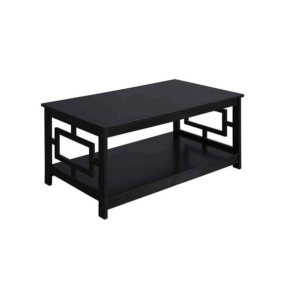 HomeStock Coastal Cool Square Coffee Table With Shelf - 21.75"D x 39.25"W x 17.75"H, Engineered Wood, Coffee Table, Living Room-Color:Black