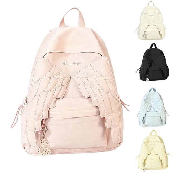 Pink Backpack Angel Wing Backpack Charms Travel Backpack for Women School Backpack Practical with 3D Wing Design Adjustable
