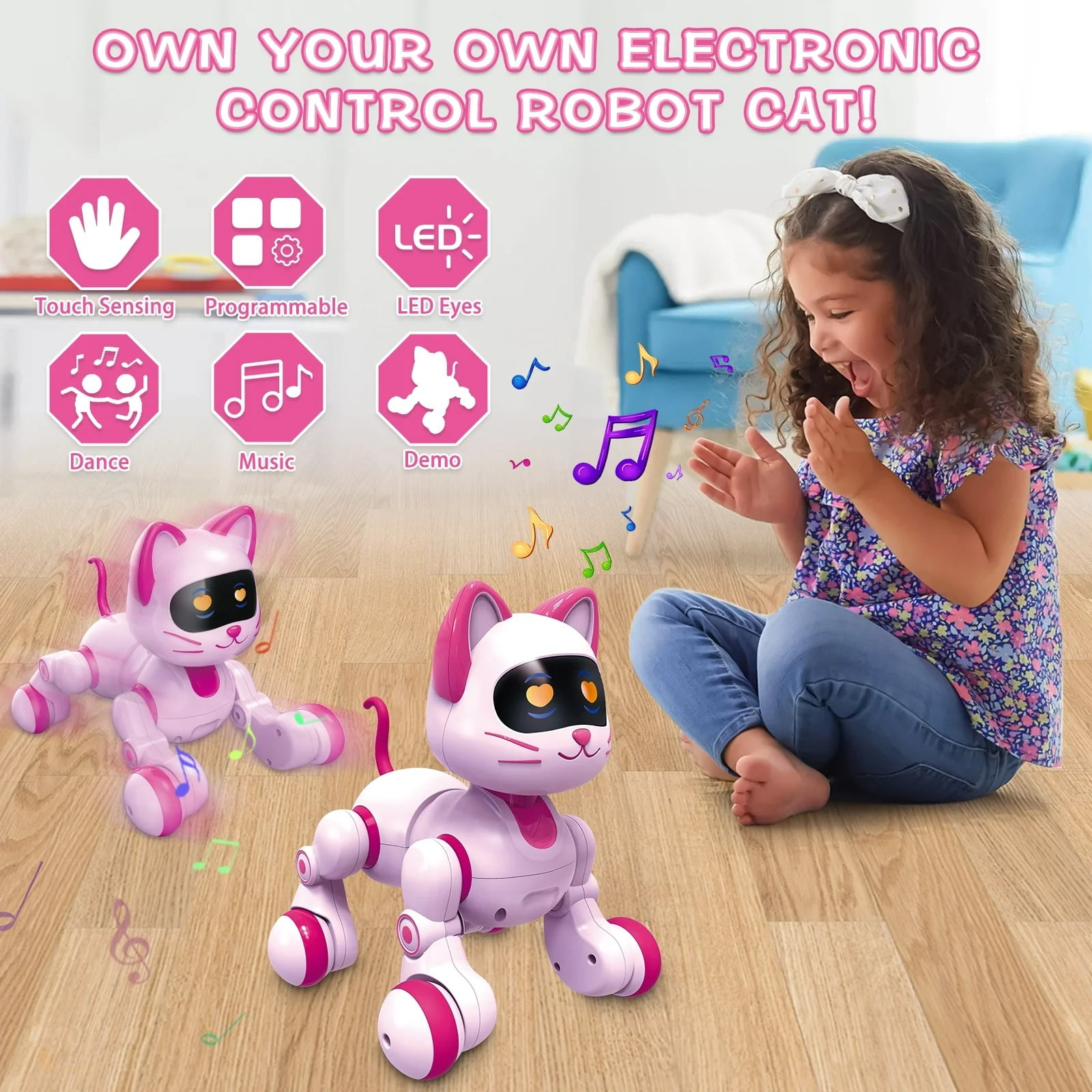 Aursear RC Robot Toys for Kids, Programmable Robot with Head Touch Sensing & Music Function, Toys Gi(图3)