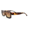 thumbnail image 3 of Trendy Hipster Thick Plastic Narrow Rectangle Minimal Fashion Sunglasses Tortoise - Brown, 3 of 4