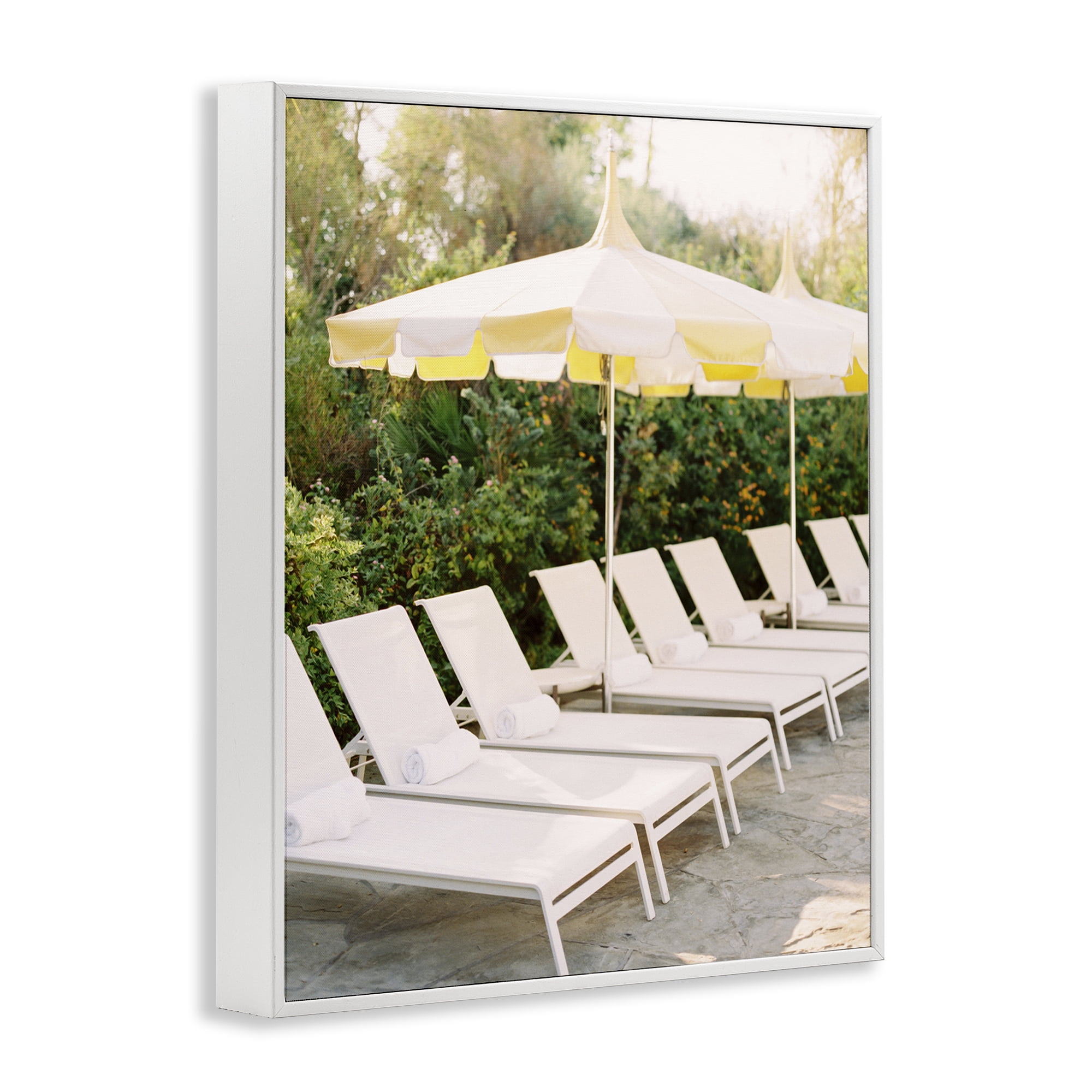 Stupell Industries Summer Pool Chairs Landscape Photography White Framed Art Print Wall Art, 11 x 14
