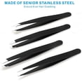 thumbnail image 5 of Tweezers Set - Professional Stainless Steel Tweezers for Eyebrows -  Precision for Facial Hair, Splinter and Ingrown Hair Removal (Black), 5 of 7