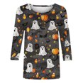 thumbnail image 5 of sdhkgrrt Women Plus Size Halloween Graphic Tops 3/4 Sleeve Round Neck Ghost Print Pullover Cute Casual Tunic Shirt Fall Autumn Outfits Clothes, Dark Gray 3XL, 5 of 5