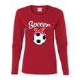 thumbnail image 2 of Wild Bobby, Cute Soccer Mom Ribbon Soccer Ball Gift Sports, Mother's Day, Women Graphic Long Sleeve T-Shirt, Red, Large, 2 of 3