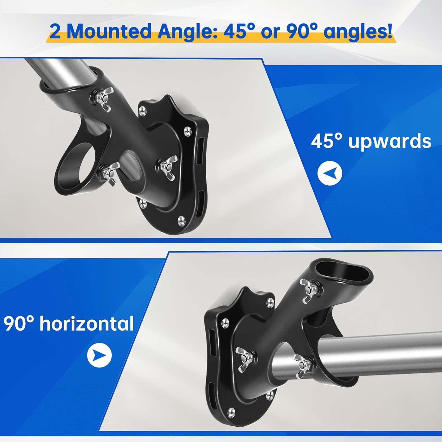 Flag Pole Kit- Stainless Steel 5 FT Flag Poles with1 Inch Metal 360° Rotating Flag Pole Rings Clip, Two-Position Flag Pole Holder Brackets Mounting for Outside House Outdoor Porch(5 FT - Sliver)